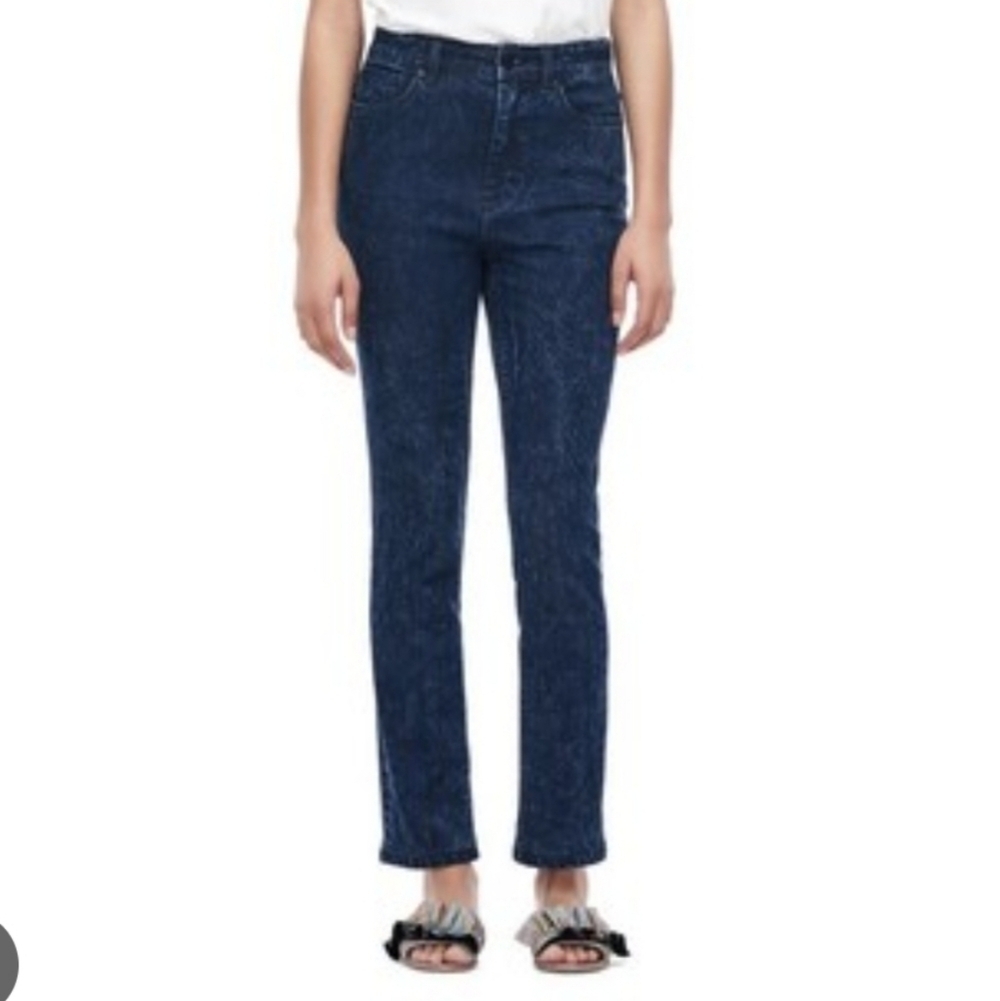 La Vie Rebecca Taylor Ines High Rise Straight Tapered Jean In Acid Ink Wash